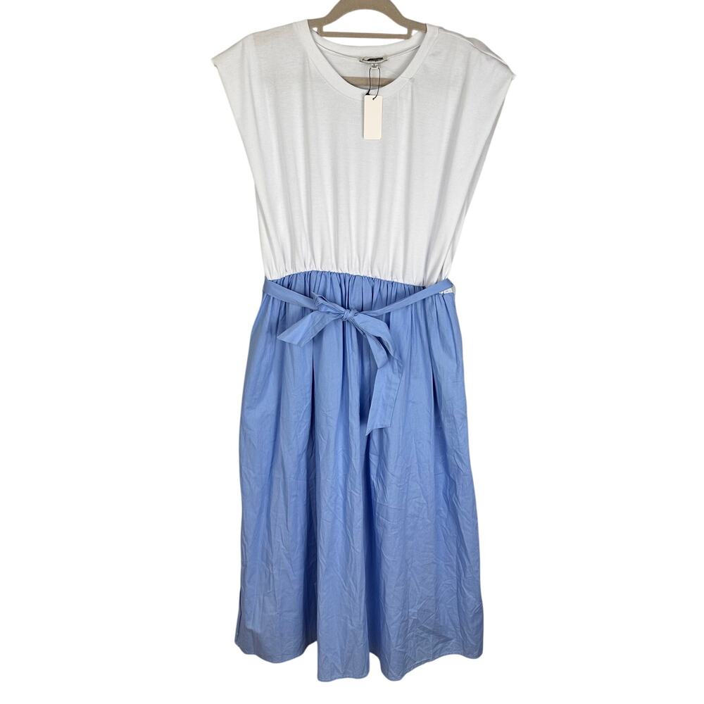 Hunter & Brown Cap Sleeve A-line Midi Casual Dress Sz L Preppy Minimalist NWT